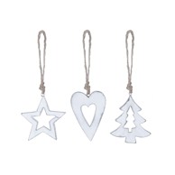 EGO DEKOR Set od 3 božićna ukrasa, bijela  