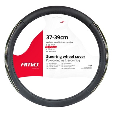 AMIO Kožna presvlaka za volan M 37-39 cm, crvena