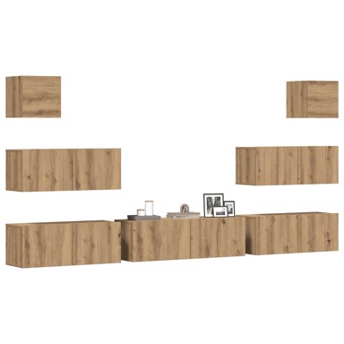 Set TV ormariča, 7-dijelni, zidni, Artisan hrast