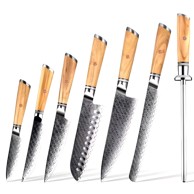 Set damaščanskih kuhinjskih noževa HI-35061, 7 kom, smeđi