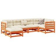 6-dijelni set vrtnih sofa s jastucima voštano smeđi od borovine