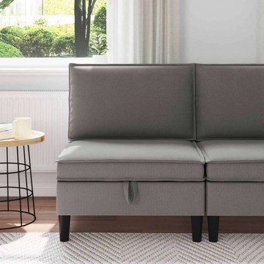 Srednja sofa s ladicom, baršun, tamnosiva