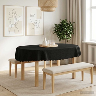 Tkanina za stol 5 kom ovalna 130 x 180 cm, tamnosiva