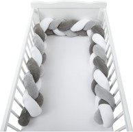 BUBABA BY FREEON Ogradica za krevet pletenica, 235x15, bijelo/siva