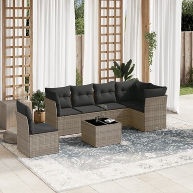 7-dijelni set vrtnih sofa sivi od poliratana