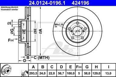 ATE Disk ploča SUBARU 24.0124-0196.1 PREDNJA, impreza,legacy,forester 12, d294/24