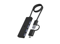 ICY BOX USB hub IB-HUB1424-C3, USB-A/C, 4x USB-A 3.2, crni