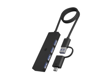 ICY BOX USB hub IB-HUB1424-C3, USB-A/C, 4x USB-A 3.2, crni