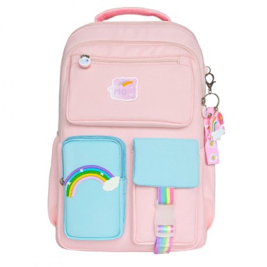 LIVEFY Školski ruksak Rainbow Cloud, ružičasti