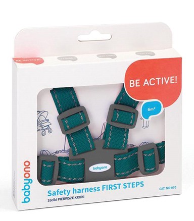 BABYONO Sigurnosni pojas za učenje hodanja, tirkizno-siva
