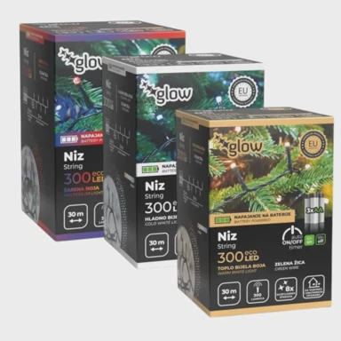 GLOW Božićne lampice 300 LED, na baterije, 8 funkcija, IP44
