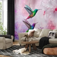 Tapeta Colourful Hummingbirds, ljubičasta, 400x280 cm, standard
