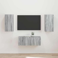 Set zidnih TV komoda 2 kom, konstruirano drvo, siva sonoma