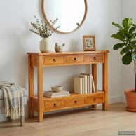 Konzolni stol s ladicama 115 x 32 x 76 cm, prirodni