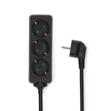 NEDIS Produžna utičnica tip f CEE 7 7 3 kraka 1 50 m 3680 W 16 A vrsta uzemljenja bočni kontakti 230 V AC 50 60 Hz kut utičnice 45 H05VV f 3G1 5 mm², crna