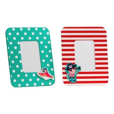 PREMIER HOUSEWARES Crveni/tirkizni drveni okviri u setu 2 kom 18x23 cm Pirate 