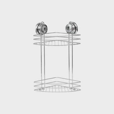 TENDANCE Dvostruka kutna košarica za tuš, vakum, metal, krom