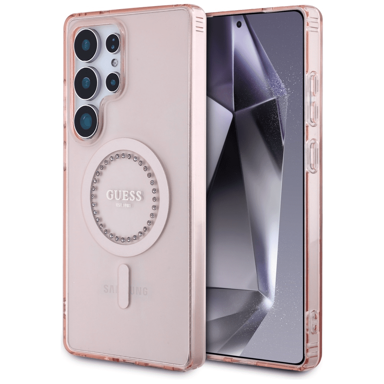GUESS Zaštitna maska GUHMS25LPFTDTEP, MagSafe, kristali, za Samsung Galaxy S25 Ultra 5G, ružičasta