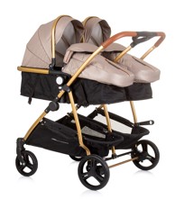 CHIPOLINO Dječja kolica Duo smart za blizance - zlatna/bež