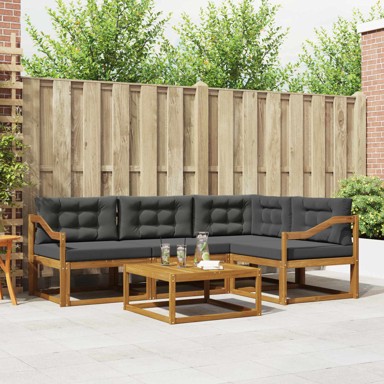 Set vanjskih sofa, 5-dijelni, s jastucima, prirodni i antracit