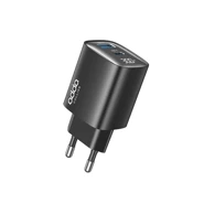 ADDA Punjač CH-009-BK, zidni, USB-A i Type C izlazi, 30W, GaN tehnologija, LED zaslon, crni