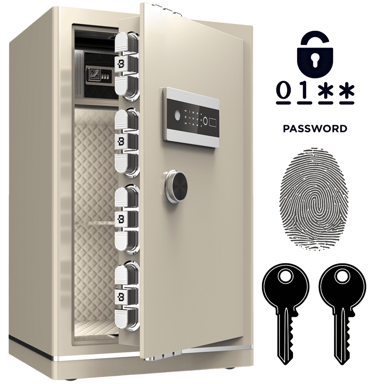 NIKCORP Oklopljeni kućni sef, elektronička brava i ključ, čelik Q235, dimenzije 80 x 48 x 43 cm, crna