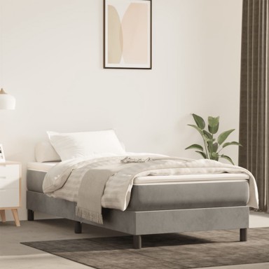 Madrac s oprugama svjetlosivi 90x220x20 cm baršunasti
