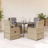 Vrtna garnitura, 5-dijelni set od poliratana s jastucima, 80 x 80 x 74 cm, bež i svjetlosiva