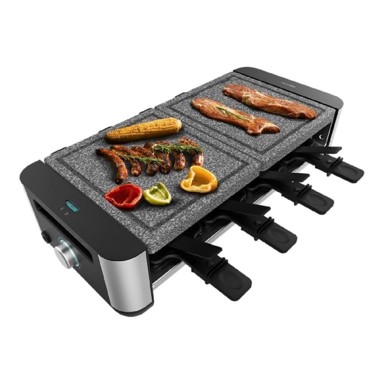 CECOTEC Raclette Sir & Grill 16000 Inox Allstone 1400W ploča za 8 osoba, crna