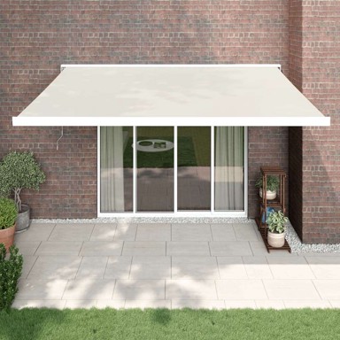 Tenda na uvlačenje od tkanine i aluminija, 4 x 3 m, krem, bijeli okvir