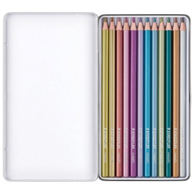 STAEDTLER Drvene boje 146M M12, Metallic Design Journey, metalna kutija, 12 boja