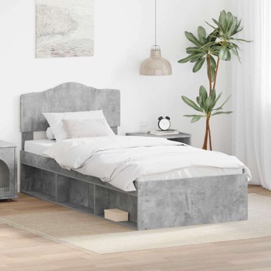 Okvir za krevet s uzglavljem 90 x 190 cm, betonska siva
