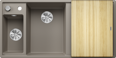 BLANCO Sudoper Axia III 6 S InFino, Silgranit, daska drvo, bazen lijevo, tartufo