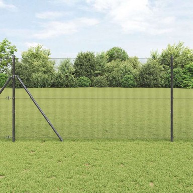 Zavarena ograda s 13 stupova, 1x50 m, čelik, siva