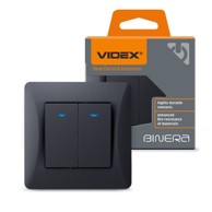 VIDEX Binera 2-polni prekidač s LED osvjetljenjem, crni grafit