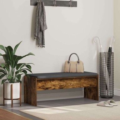 Klupa za hodnik s jastukom 100 x 38 x 46 cm dimljeni hrast