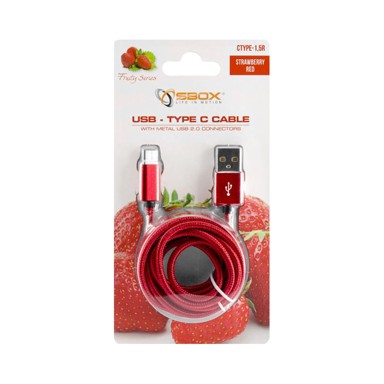 SBOX Telefonski kabel usb type c m/m 1,5m fruity crveni