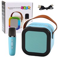 Bežični karaoke zvučnik K12, s mikrofonom, RGB, Bluetooth, plavi