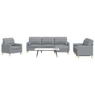 Sofa 4-dijelni set s jastučićima i tabureom, svjetlosiva