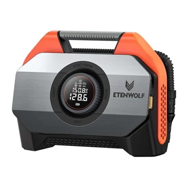 ETENWOLF Prijenosni kompresor za gume S6, 11,03 bar, 19200 mAh, narančasti