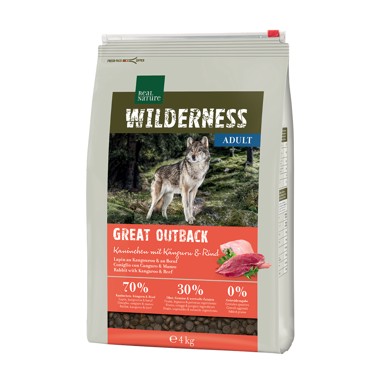 REAL NATURE Suha hrana za pse Wilderness Adult kunić, klokan i govedina, 4 kg
