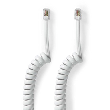 NEDIS Telekomunikacijski kabel RJ10 muški RJ10 muški 2,00 m dizajn kabela: spiralni vrsta kabela: RJ10, bijeli