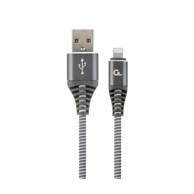 CABLEXPERT USB Lightning kabel, duljina 2 m, pamučna zaštita, sivi, model CC-USB2B-AMLM-2M-WB2