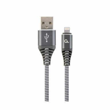 CABLEXPERT USB Lightning kabel, duljina 2 m, pamučna zaštita, sivi, model CC-USB2B-AMLM-2M-WB2