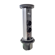 Konzola priključna ugradna fi90 mm sa svjetlom, 2x šuko, USB A+C, wireless punjač, Camino s kabelom, crna