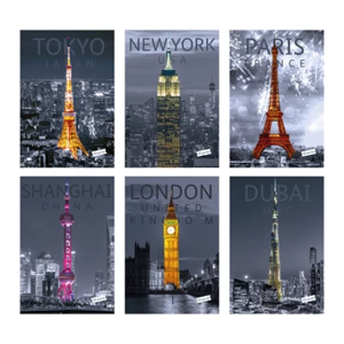 Collage Cities Set bilježnica, A4, kvadratići, 10 kom