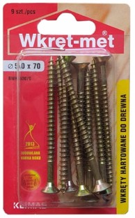 WKRET-MET Kaljeni vijci za drvo 5x70 mm PZ2 9 kom, zlatni