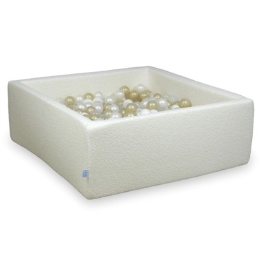MIMII Suhi bazen 110 x 110 x 40 Boucle White 600 kuglica, prozirna, bijela, biserna, svijetlo zlatna