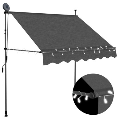 Tenda na ručno uvlačenje s LED svjetlima, 200 cm, antracitna