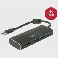 DELOCK Adapter USB-C 3.1 u 3x USB 3.0A hub + HDMI 4K